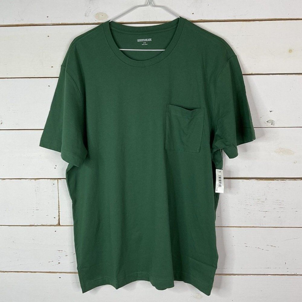 New Goodthreads TShirt Short Sleeve Crew Neck Pocket Deep Green Men's Large
